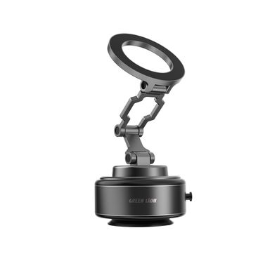 Green Lion GX-30 Auto Suction Phone Holder with 360° Rotation, Strong Suction Cup, 1.5kg Adsorption, One-Hand Operation, MagSafe Compatible, Type-C Charging, 14 Days Working Time - Matte Black
