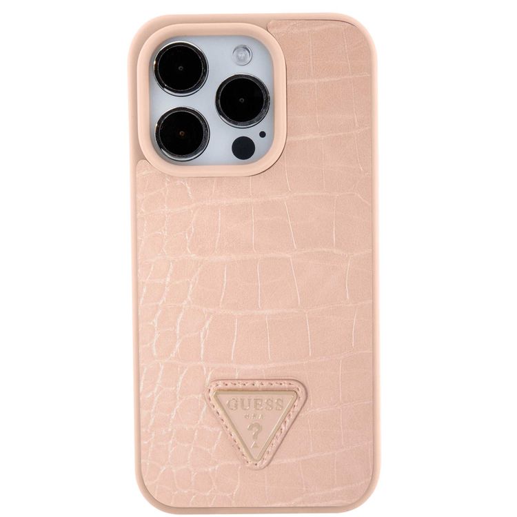Guess Croco Case with Triangle Logo - Pink - iPhone 15 Pro