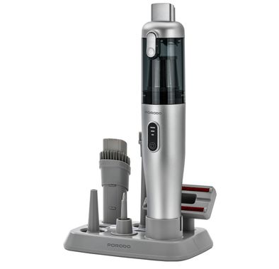 Porodo 9-in-1 Blower & Vacuum Cleaner with Multiple Blowing Nozzles, 110W Rated Power, 38 Minutes Working Time, 0.2L Dust Cup Capacity, Washable HEPA Filter, Brushless Motor, USB-C Charging Port - Gray
