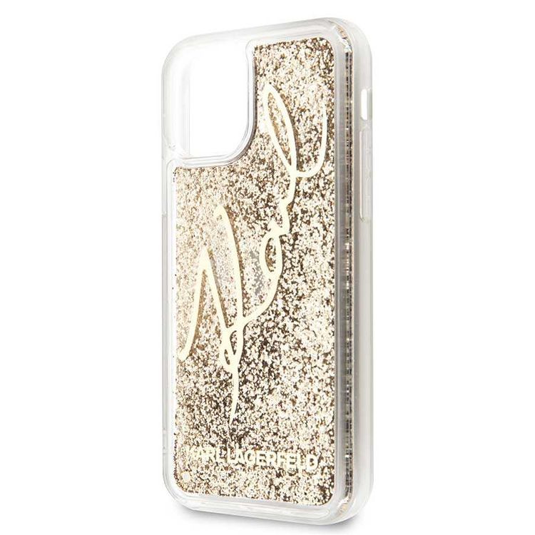 Karl Largefeld Transparent Glitter Signature For iPhone 11 Pro - Gold