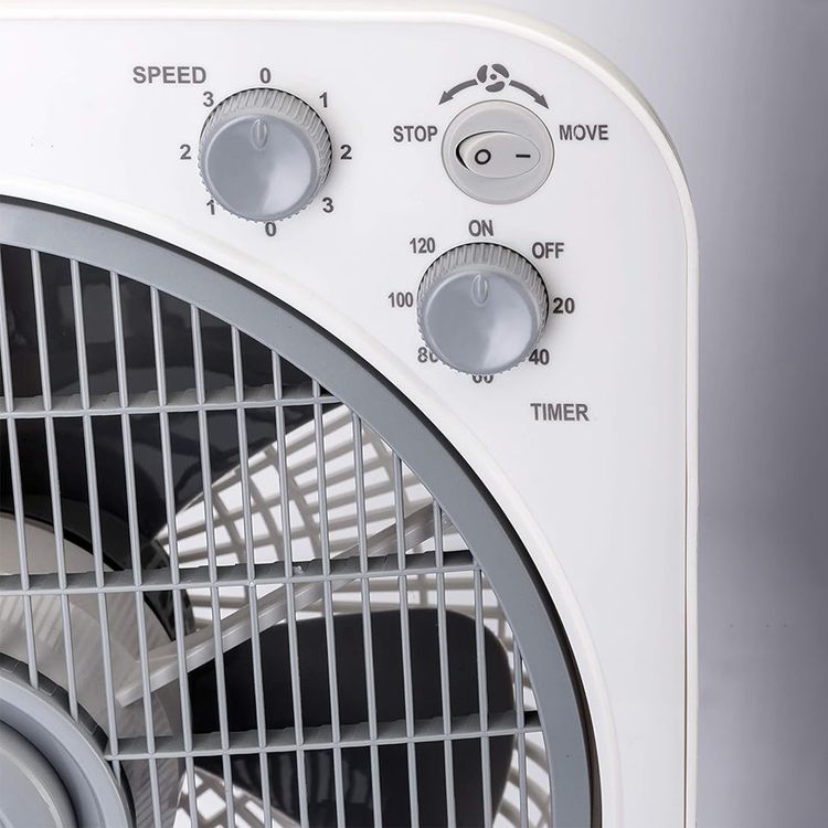 Black+Decker 40W 12 Inch Box Desk Fan with 3 Speed Settings (Low/Medium/High), 5-Blade System, Adjustable Bi-Directional Airflow, Portable and Travel-Friendly Design for Optimal Air Circulation – White