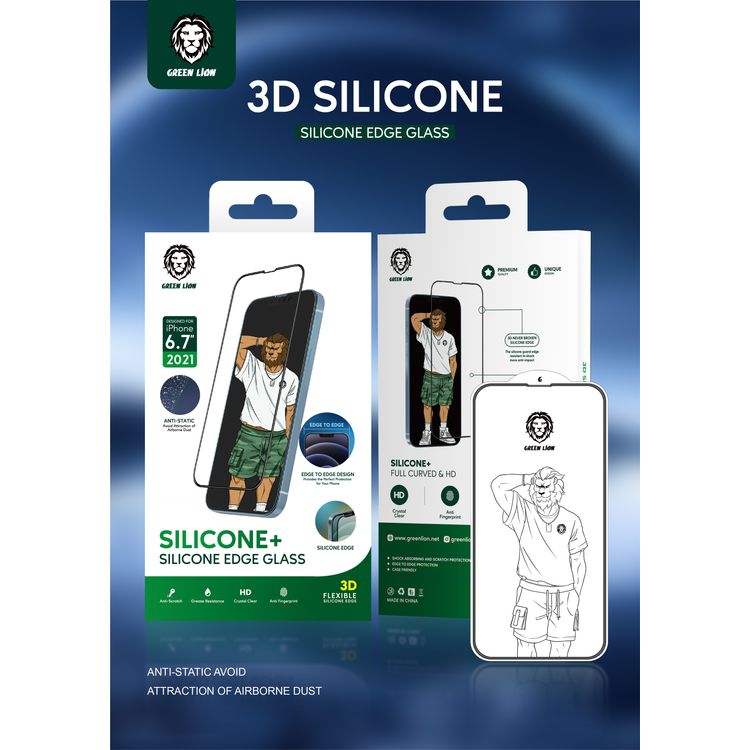 Green Lion 3D Silicone HD Glass Screen Protector for iPhone 13 Pro Max 6.7 inch - Clear