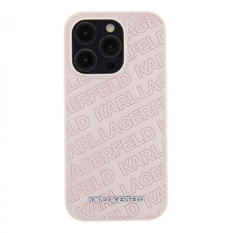 Karl Lagerfeld Quilted Karl Pattern Hard Case for iPhone 15 Pro - Pink