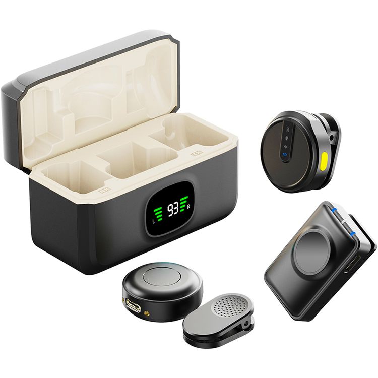 Green Lion GLM Wireless Microphone Lite with Environmental Noise Cancellation, ×2 Microphones, One Receiver, Up to 7 Hours Working Duration, 360° Pick Up, Compact & Portable, Up to 20m Transmission Distance, USB-C Interface, 4 Times Charging Case Time - Black