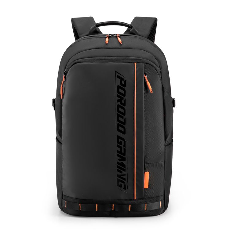 Porodo Gaming PU Laptop Backpack With USB-C Port and PS5 Compartment  - Black/Orange