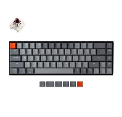Keychron K6 68-Key Wireless Bluetooth/USB Wired Gaming Mechanical Keyboard, Compact 65% Layout RGB LED Backlit N-Key Rollover Aluminum Frame for Mac Windows, Gateron Brown Switch