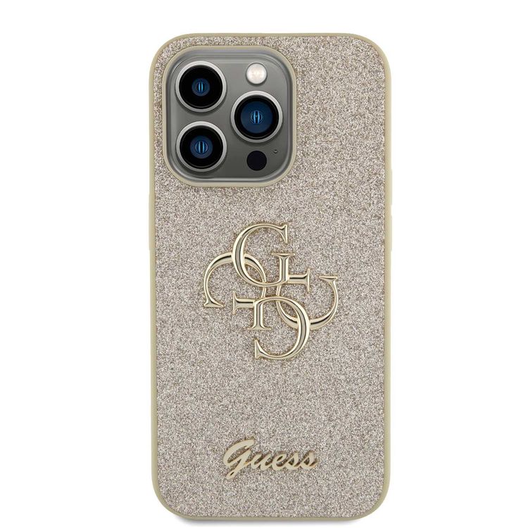 Guess Fixed Glitter Case with Big 4G Logo - Gold - iPhone 15 Pro Max