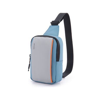 Porodo Lifestyle Sling Bag with Adjustable Shoulder Strap, Durable Material, Smooth Zipper, Type-C Charging Port, PD 20W, Water Resistant - Black / Blue