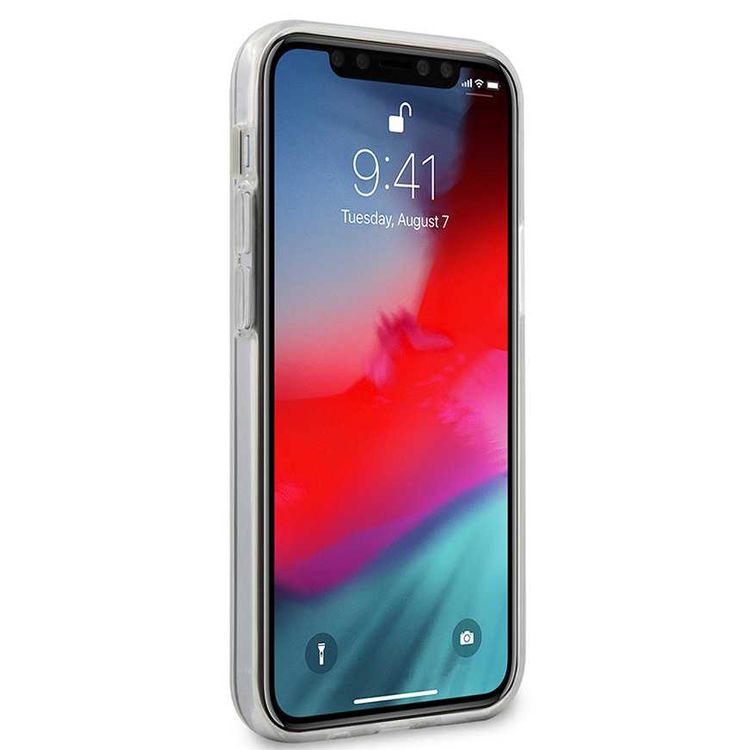 CG Mobile Guess PC/TPU 4G Pattern Hard Phone Case Compatible for iPhone 12 Mini (5.4") Shock Resistant Mobile Case Officially Licensed - Transparent