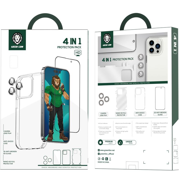 Green Lion 4 in 1 360° Protection Pack iPhone 14 Plus - Silver