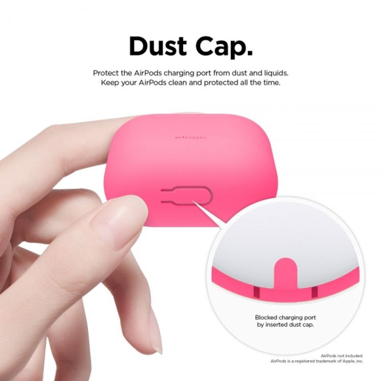 Elago Basic Skinny Case for Apple AirPods 1&2 Generation, Upgraded Premium Silicone, Front LED Visible, Dustproof Protective Cover, Compatibility With Wireless Chargers Neon Hot Pink