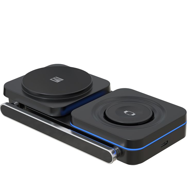 Levelo Aurora 3-in-1 Wireless Charger with Strong Magnetic Force, 90° Rotation, 15W Fast Charging, Auto Detecting Object, Overcharge Protection - Black