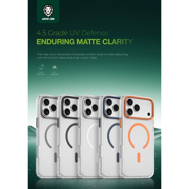 Green Lion Matte MagSafe Case for iPhone 17 Pro, Camera Protection, Drop Protection, Anti-Fingerprint, Anti-Scratch, Matte Shield, Precise Cutouts - Gray Titanium