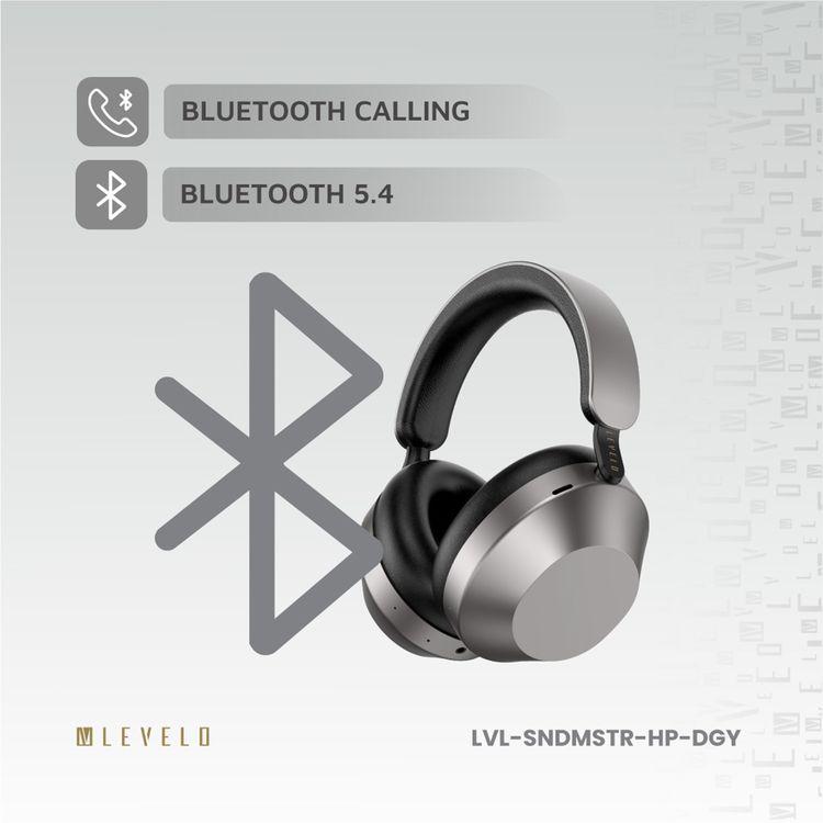 Levelo SoundMaster Hybrid ANC Headphones With Smart Touch Panel, Featherweight, Transparency Mode, Google & Siri Assistant, Music Control - Dark Gray