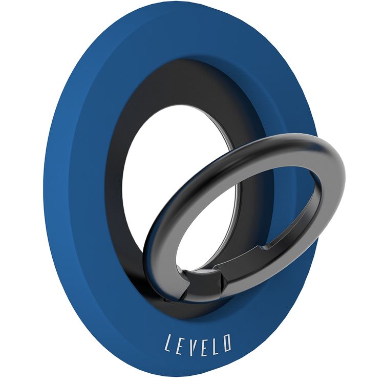 Levelo Lucero 2-in-1 Phone Ring Holder with N52 Magnets, Non-Slip Surface, 135° Flip Design, Comfortable Grip, 4000GS Magnetic Force - Lapis Blue