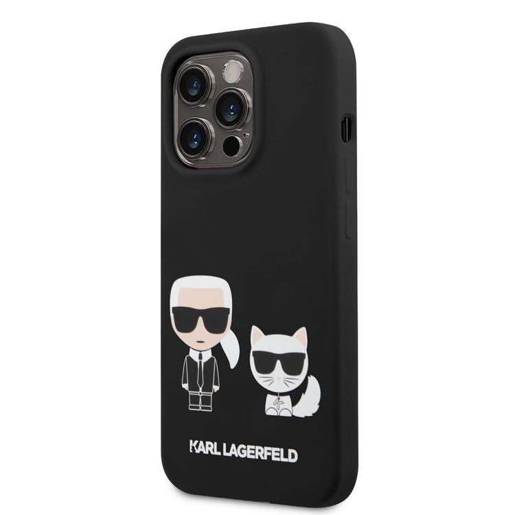 Karl Lagerfeld Magsafe Compatibility Liquid Silicone Case with Karl & Choupette Body iPhone 14 Pro Max Compatibility - Black