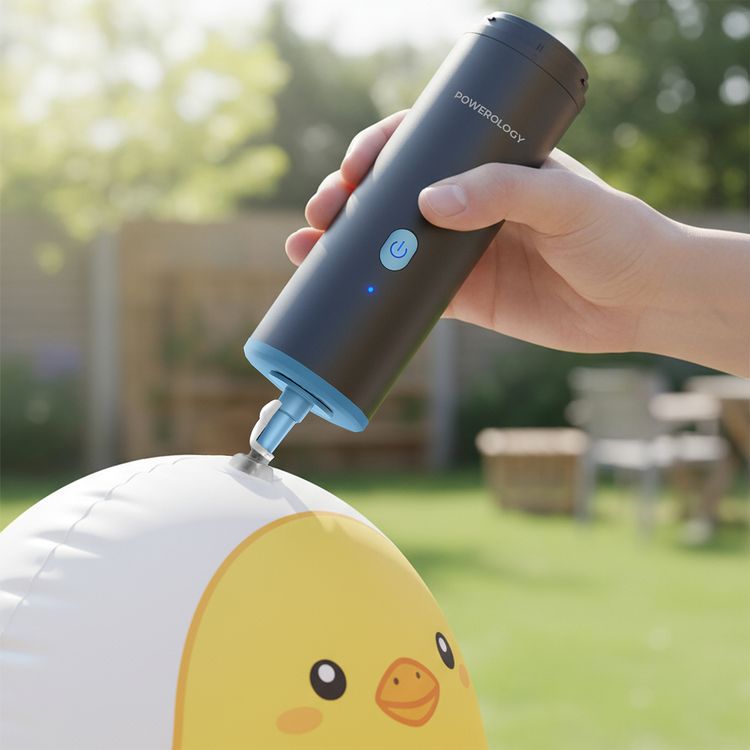 Powerology Turbovac 8-in-1 Handheld Vacuum & Air Duster, 2 Speed Modes, 85W Rated Power, 15-20 Minutes Operating Time, 75dB Noise Level, LED SOS Lightning, Washable HEPA Filter, USB-C Fast Charging - Black