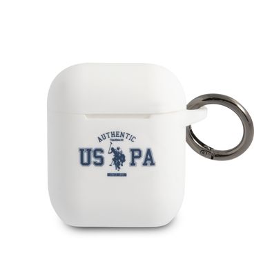 CG MOBILE U.S.Polo Assn. Silicone Uspa Authentic Case Compatible for Airpods 1/2, Scratch Resistant, Shock Absorption & Drop Protection Cover Officially Licensed - White