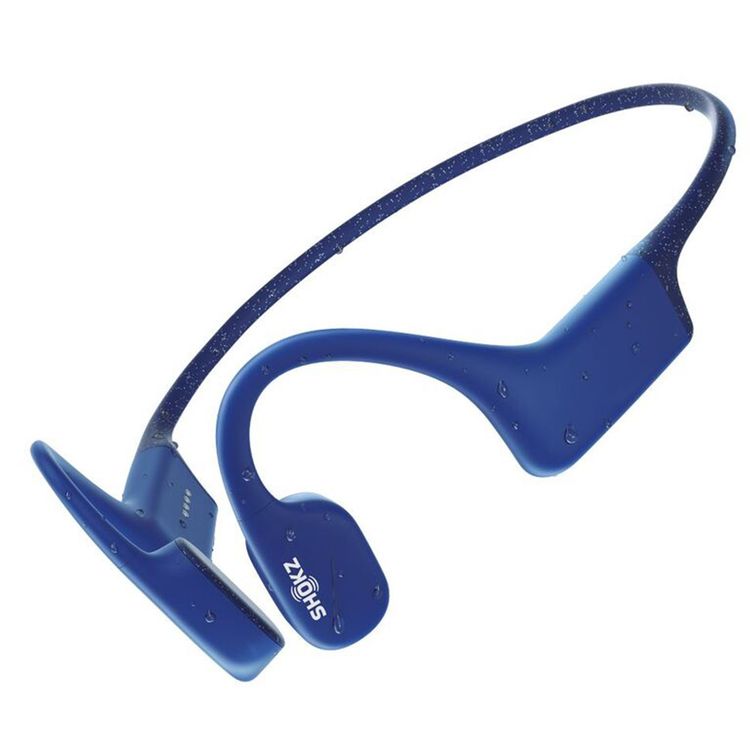Shokz OpenSwim Wireless Headphones for Swimmers with 8 Hours Battery Life, Silicone Rubber Carrying Case, 7th Generation Bone Conduction, Open Ear Comfort - Blue