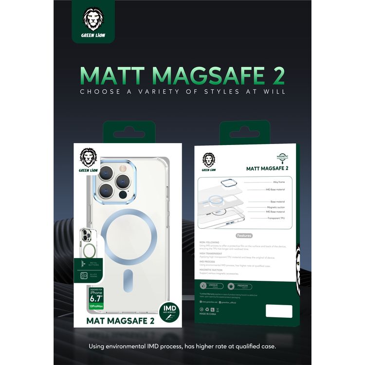 Green Matt Magsafe 2 IMD Anti-Scratch Case 13 Pro - Gold