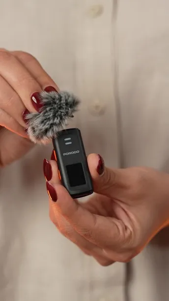 Porodo Wireless Collar Double Microphone in UAE | 24 Hours Working Time, Digital Display - Black | (PD-WCDMIC-BK)