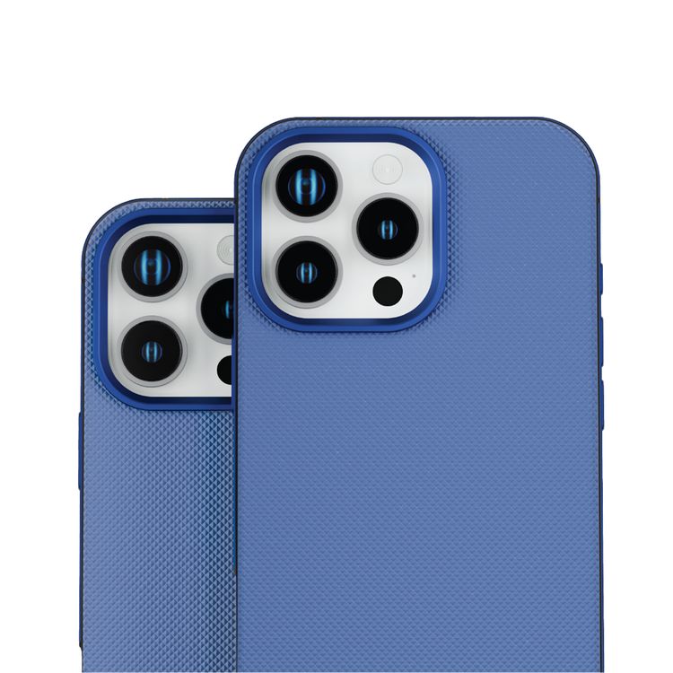 Levelo Cuir Two Tone Leather Case For iPhone 16 Pro, Durable, Compact Design, MagSafe Compatible, Hybrid Case, Impact-Resistant Corners , Aluminum Bumper Finish, High Quality Material - Blue