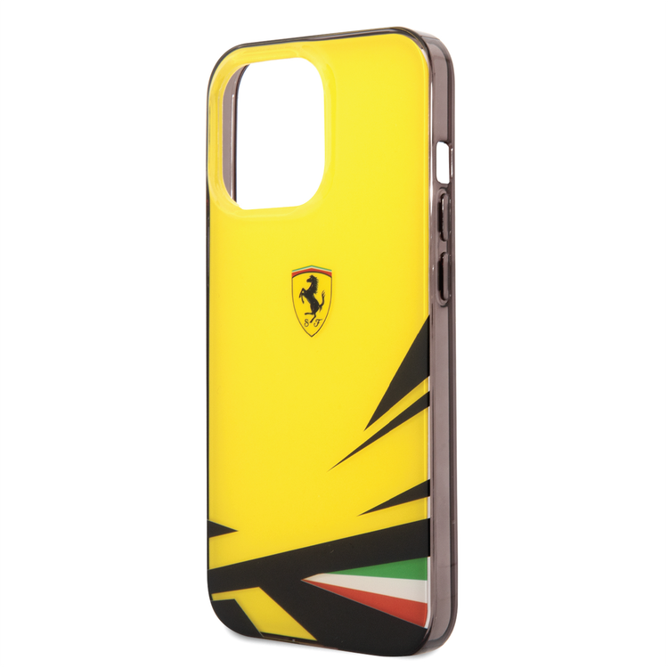 Ferrari PC/TPU Case with Double Layer Print iPhone 14 Pro Compatibility - Yellow