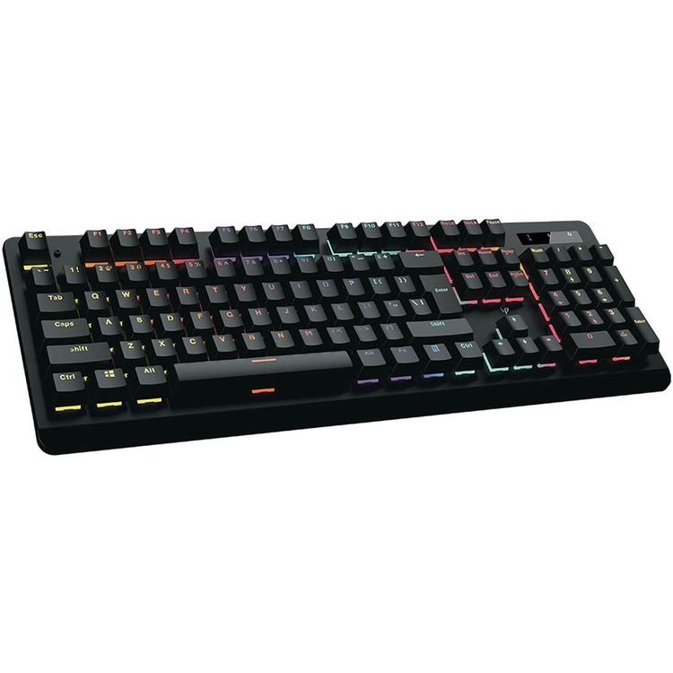 Porodo Full-Size Mechanical Keyboard, Anti-Ghosting Xinda Black Switch Keyboard, Double Injection Keycaps, USB Plug & Play Desktop Computer Keyboard (English/Arabic) - Black