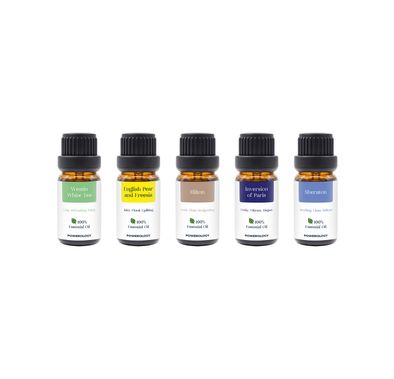 Powerology Premium Fragrance Oil Set with Signature Scents, 10mL Liquid per Bottle, Inversion of Paris, English Pear & Freesia, Sheraton, Westin White Tea & Hilton - Clear