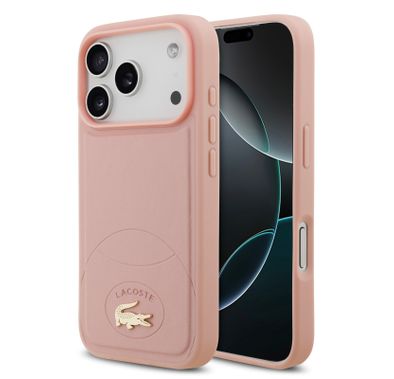 Lacoste MagSafe PU Leather Hard Case with Bliss Design for iPhone 17 Pro, Drop Protection, Slim Profile, Sustainable Packaging, Easy Snap-On Design - Pink