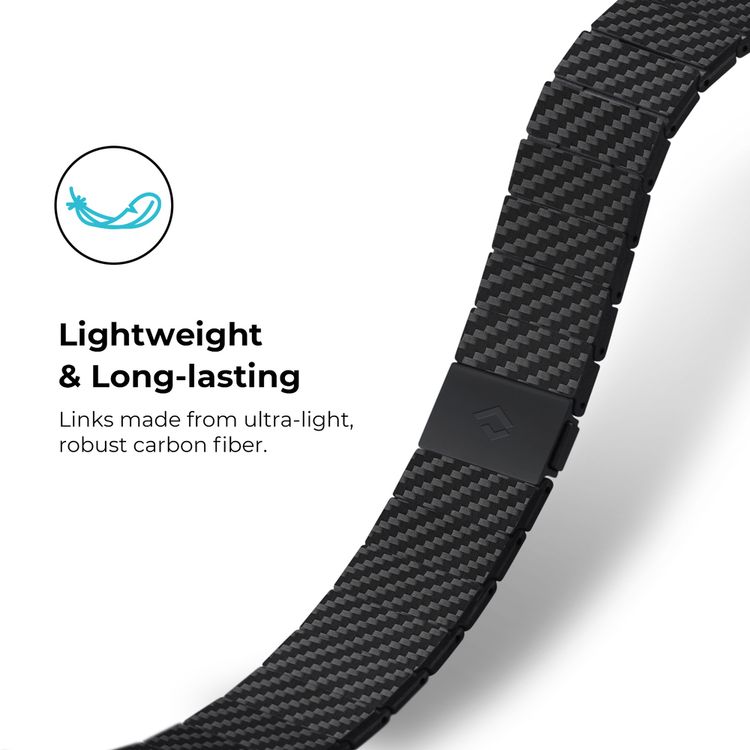 PITAKA Carbon Fiber Watch Band 100% Recycled Lightweight Durable Genuine Black Carbon Fiber for Apple Watch 42/44/45mm- Modern