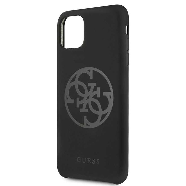 CG MOBILE Guess 4G Tone Logo Silicone Phone Case Compatible for iPhone 11 Pro (5.8") Anti-Scratch Mobile Case Officially Licensed - Black