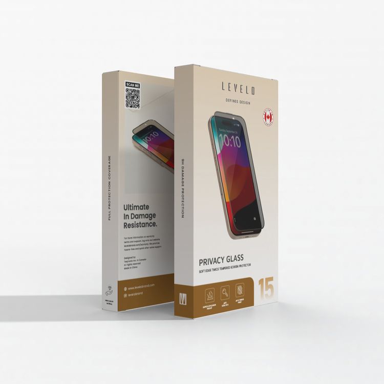 Levelo Privacy Twice-Tempered Soft Edge Screen Protector for iPhone 15, Anti-Fingerprint, Full Protection Coverage, Explosion-Proof Design - Black