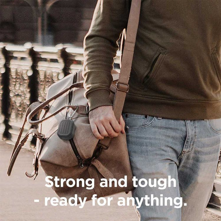 Elago Armor Case with Anti-Lost Carabiner Compatible for AirPods Pro, Dustproof & Absorbing Protective Cover Suitable for Wireless Charging - Dark Grey