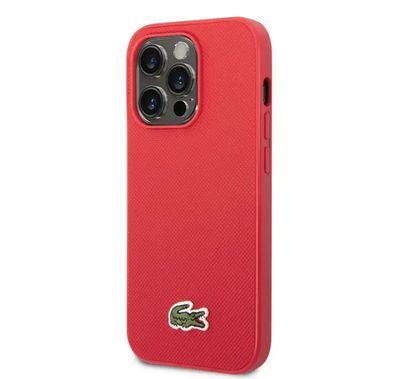 Lacoste HC MagSafe Iconic Petit Pique PU Woven Logo for iPhone 15 Series - Red - iPhone 15 Pro