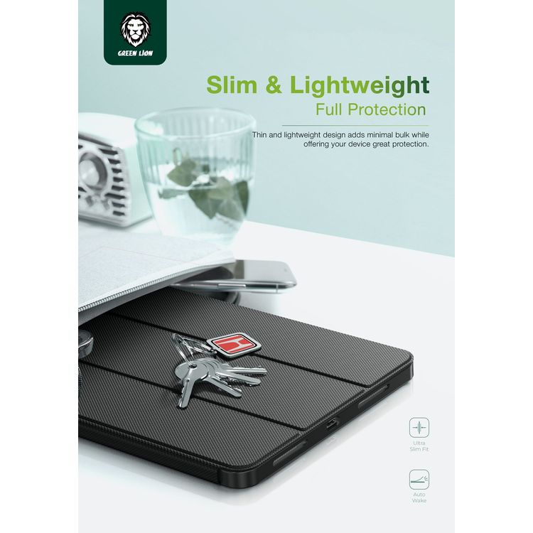حقيبة Green Lion Hogo Premium مع حامل أقلام - أسود - آيباد إير 13 بوصة