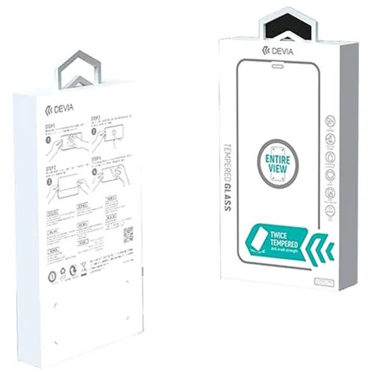 Devia Van Entire View Full Twice Tempered Glass Screen Protector for iPhone 12 Pro Max 6.7  - Black