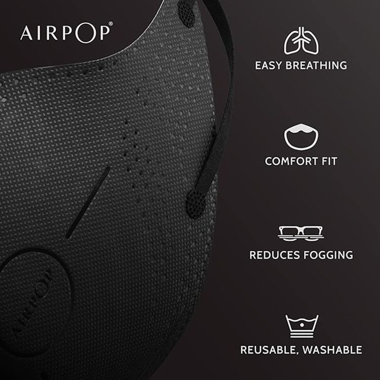 AirPOP Light SE (1pc) with TPE Cushioned Nose Seal - Skin-friendly Face Covering - Fit & Comfortable Easy Breathing Face Mask for Virus & Pollutant Protection - Black
