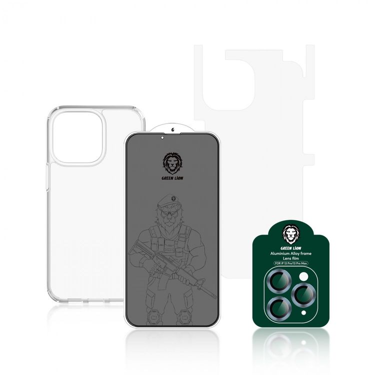 Green Lion 4 in 1 360° Privacy Protection Pack for iPhone 13 Pro ( 6.1" ) - Blue