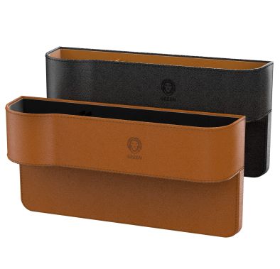 Green Leather Universal Car Seats Organizer, Insert Between Seat & Console, Keep Car More Clean and Organized, Brown