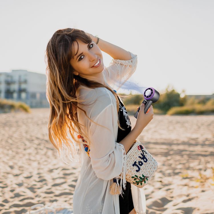 Porodo Frostwave Portable Cooling Fan with 5 Adjustable Speed Levels, 3000mAh Battery Capacity, 5 Hours Fan Working Time, 3 Hours Cooler Working Time, DC Brushless Motor, USB-C Charging Interface, Cold Breeze Function, Compact & Portable - Gray