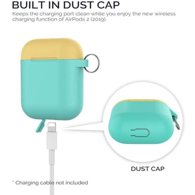 AhaStyle Keychain Version Two Toned Silicone Case with Anti-Lost Ring Compatible for AirPods 1/2 Generation, Scratch Resistant, Drop Resistant