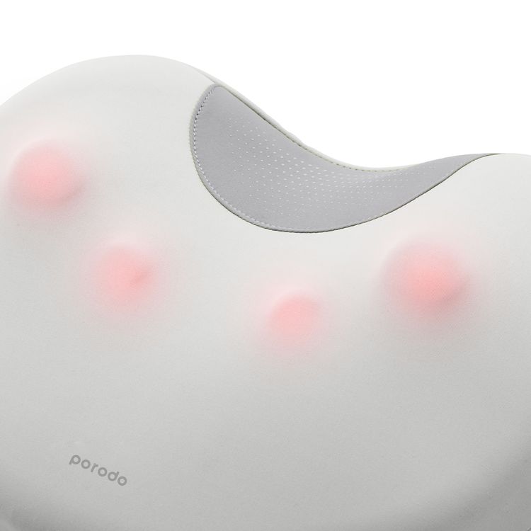 Porodo Lifestyle Portable Lumbar Massaging Cushion with Heat & Air-Wave Pulses, Multiple Massage Modes, 2600mAh Battery, 15 Minutes Auto Timer, 150 Minutes Working Time - Gray