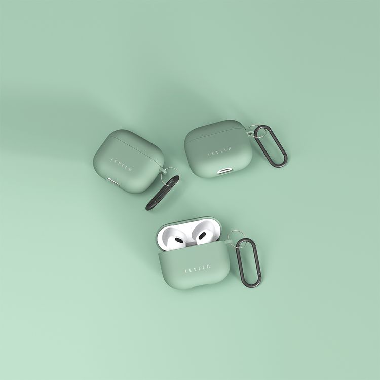 ليڤيلو حافظة سيليكون هجينة لسماعات AirPods 3 مع خطاف معدني، مضادة للصدمات، تصميم هجين، خفيفة الوزن ورفيعة - أخضر