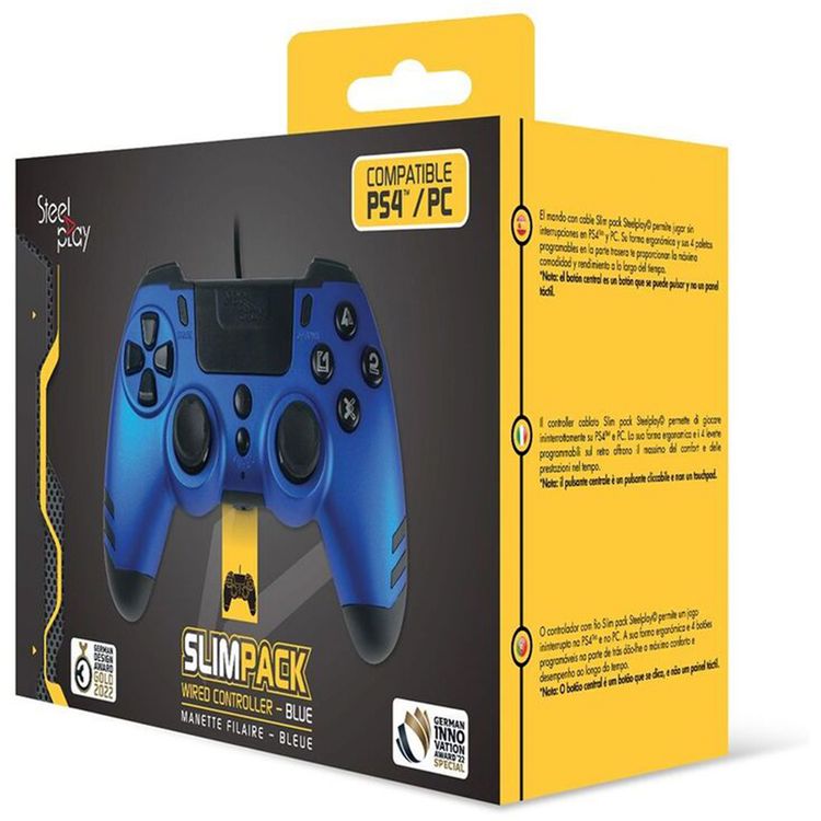 Steelplay Slim Pack Wired Controller For PC/PS4  - Sapphire Blue
