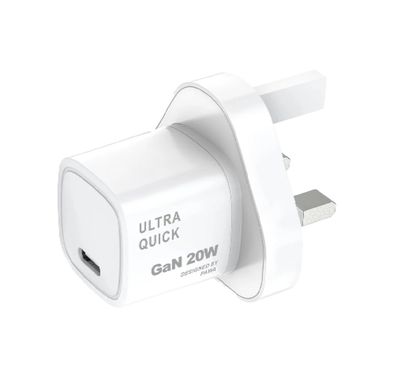 شاحن Pawa GaN PD بقدرة 20 وات بمنفذ Type-C قياسي في المملكة المتحدة - أبيض