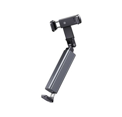 Porodo Cross-border Travel Portable Mobile Holder, Aluminum Alloy, Flexible Angle Adjustment, Stabilized Clamp Base - Gray