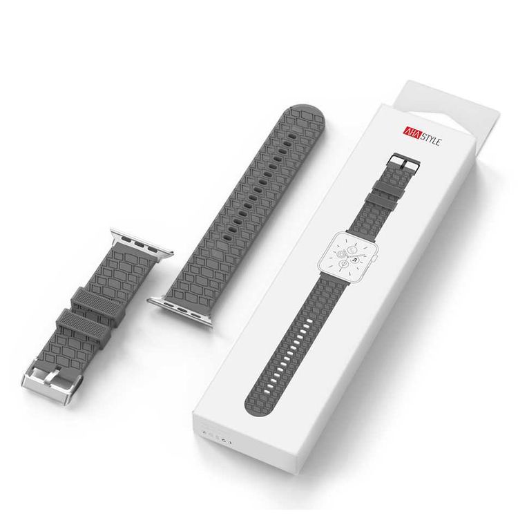 AhaStyle Tire Texture Premium Silicone Watch Band Compatible for Apple Watch 44mm, Premium Soft Silicone, Comfortable and Durable to Wear, Design with Groove Keep Arm Breathable