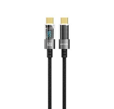 Porodo Transparent Braided USB-C to USB-C Cable for Charg...