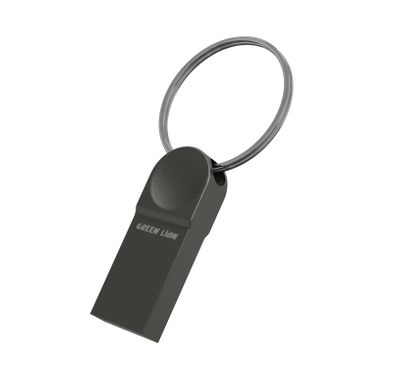 Green Lion CLIX 128GB USB 3.0 High Speed Flash Drive, Keychain Friendly, Plug & Play, 30MB/s Write Speed, 100MB/s Reading Speed, Zinc Alloy Body, Wide Compatibility - Gray